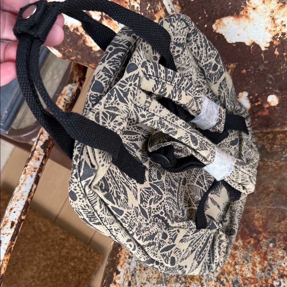 Myra Bag Juniper Bloom (in Desert Aloe) Floral Beige/Black Canvas Backpack Tote - Picture 7 of 12